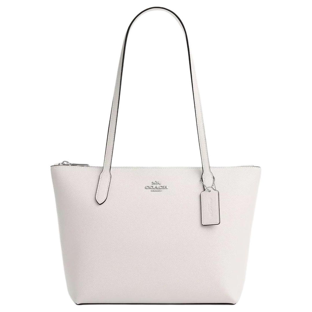 Coach Coach Recycled Leather Handbag Shoulder Bag Medium Size Women's White