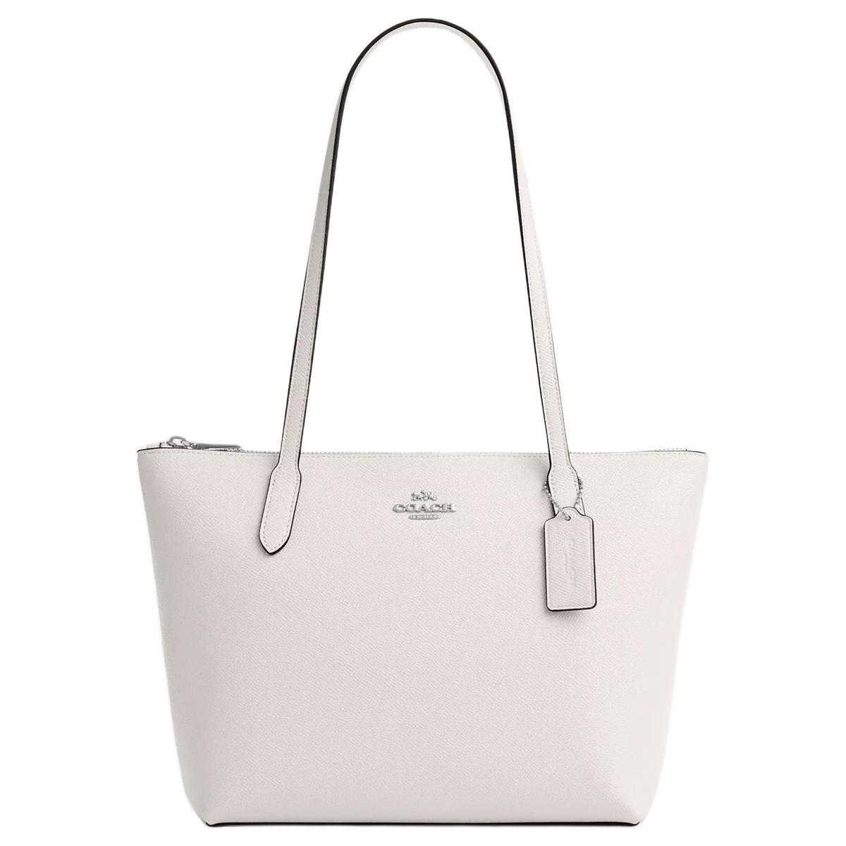 Coach Coach Recycled Leather Handbag Shoulder Bag Medium Size Women's White