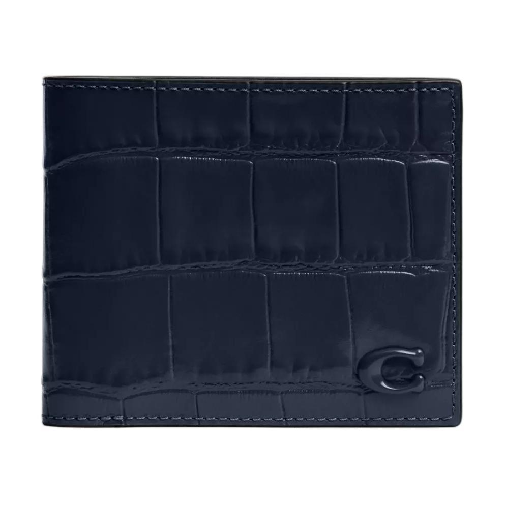 Coach Coach Wallet Leather Patchwork Calfskin Wallet Mini Men's Marine Blue