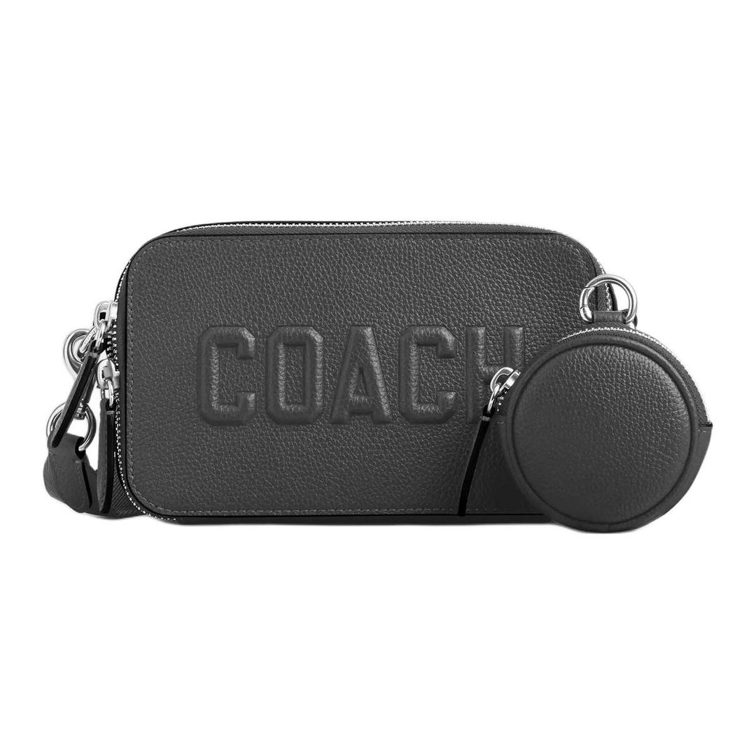 Coach Coach Charter Polished Pebble Leather Crossbody Bag, Shoulder Bag Small Size Men's Charcoal