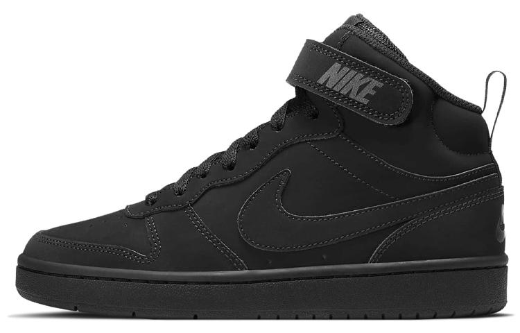 Nike Nike Court Borough Mid 2 Slip Resistant Cushioning Wear Resistant High Top Kids' Skateboarding Shoes Black Teenagers