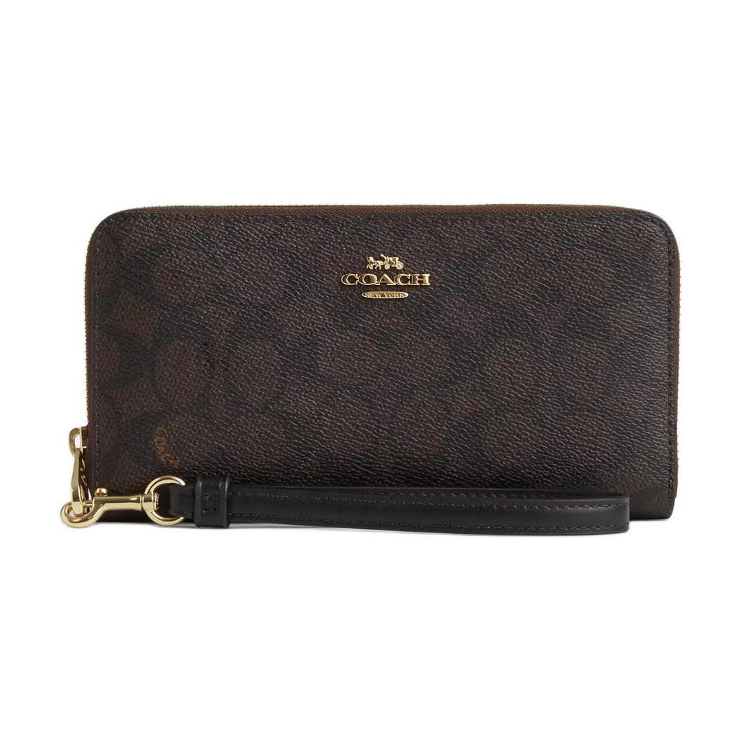 Coach Coach Coated Canvas Wallet Small Size Women's Walnut Wood