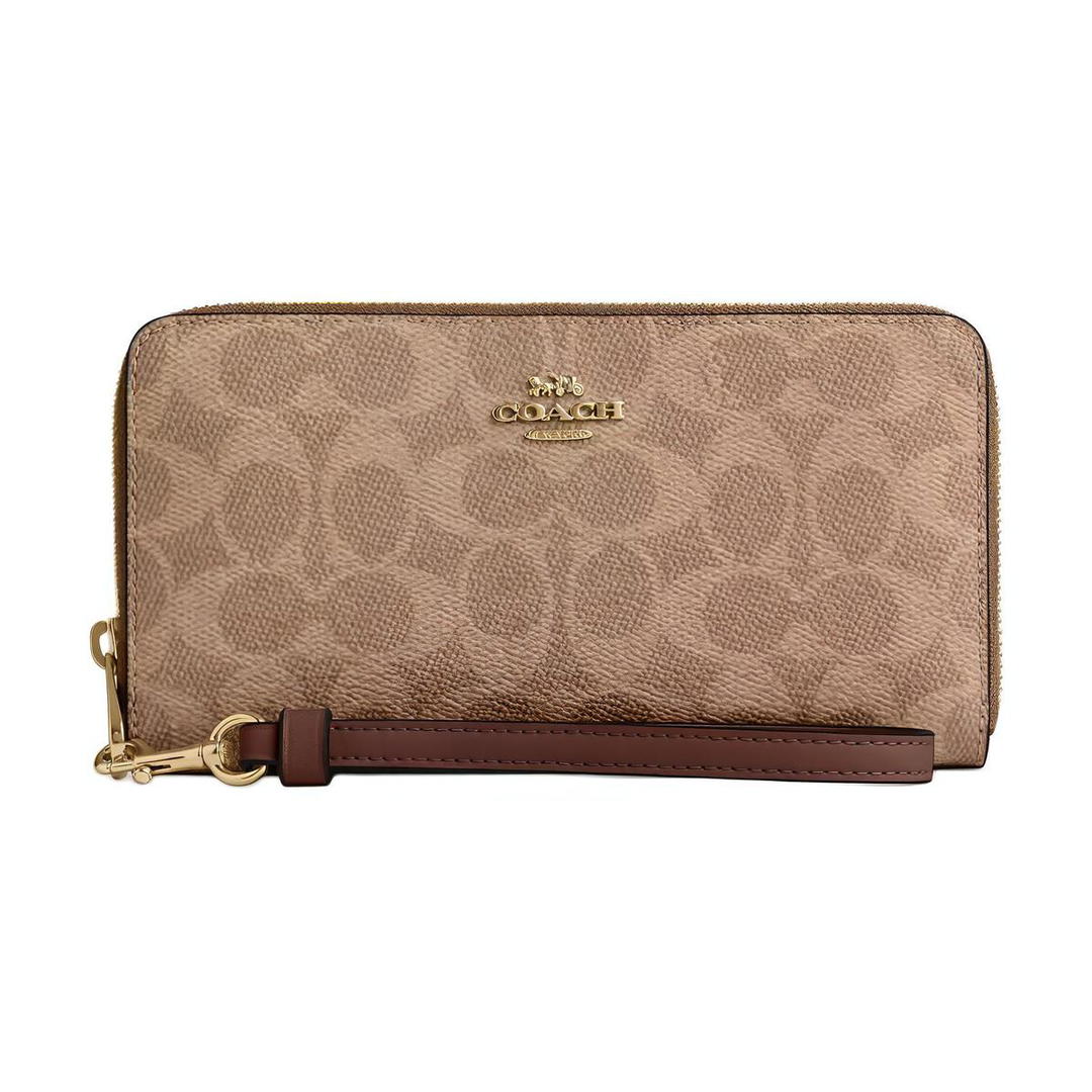 Coach Coach Coated Canvas Wallet Small Size Women's Tan & Brown