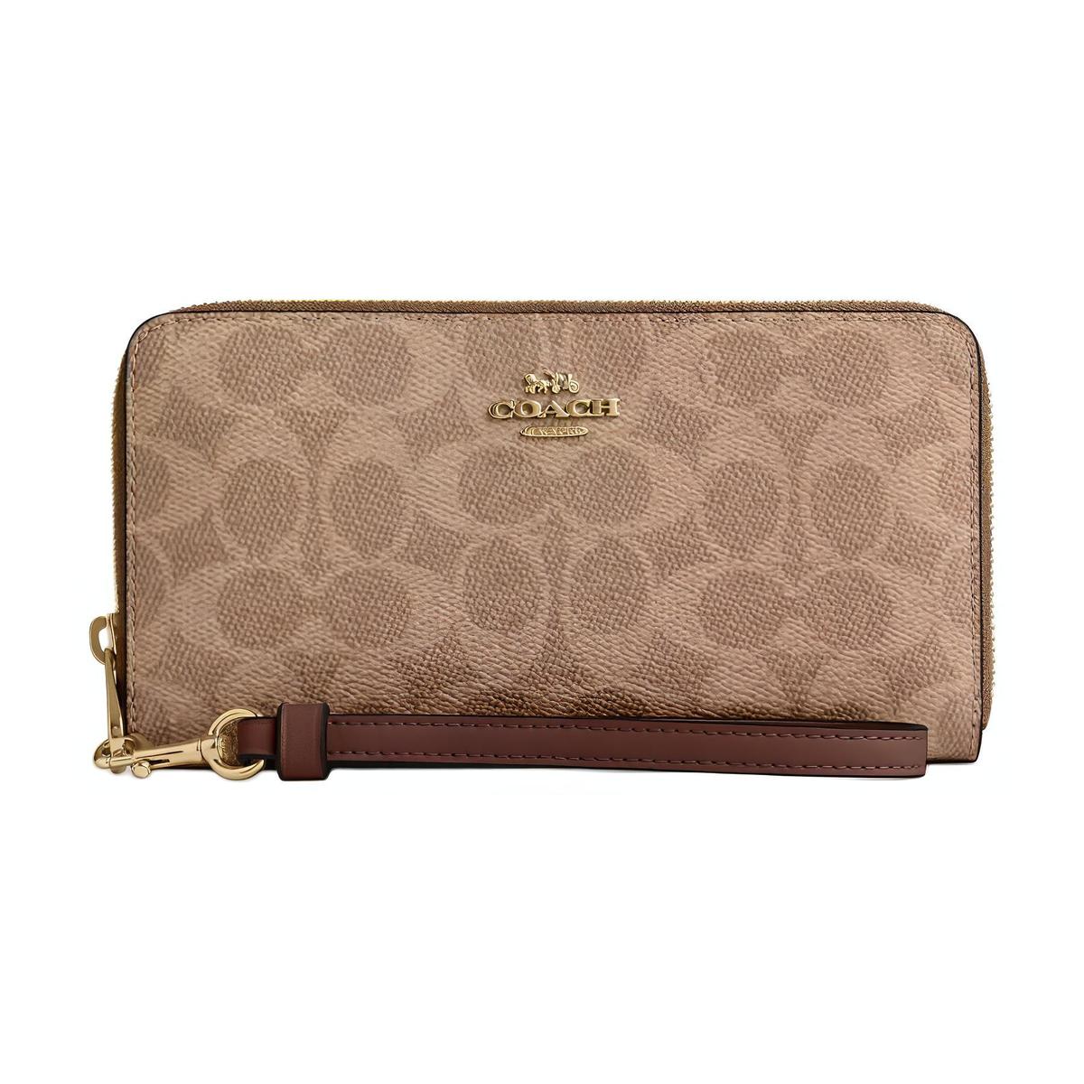 Coach Coach Coated Canvas Wallet Small Size Women's Tan & Brown