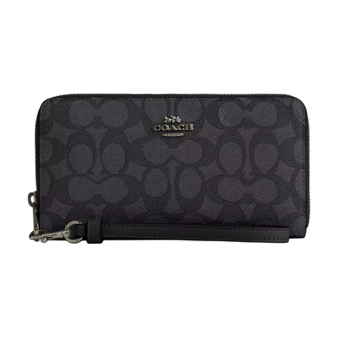 Coach Coach Coated Canvas Wallet Small Size Women's Charcoal Gray