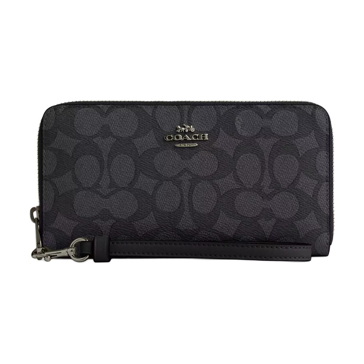 Coach Coach Coated Canvas Wallet Small Size Women's Charcoal Gray