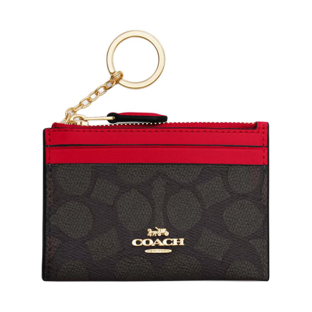 Coach Coach Canvas Coated Canvas Card Holder Mini Women's Red