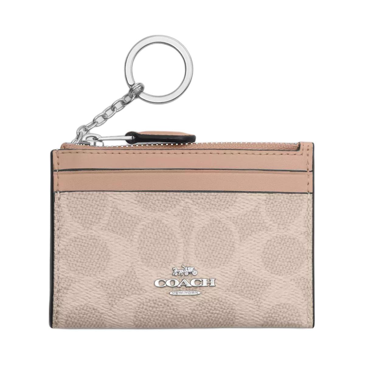 Coach Coach Mini Id Skinny Coated Canvas Card Holder Mini Women's Sand