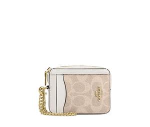 Buy Coach Zip Top Card Case Artificial Leather With Recycled Leather Card Holder Women's Sand Yellow & Chalk White at Sasom – Authentic and Ready to Ship