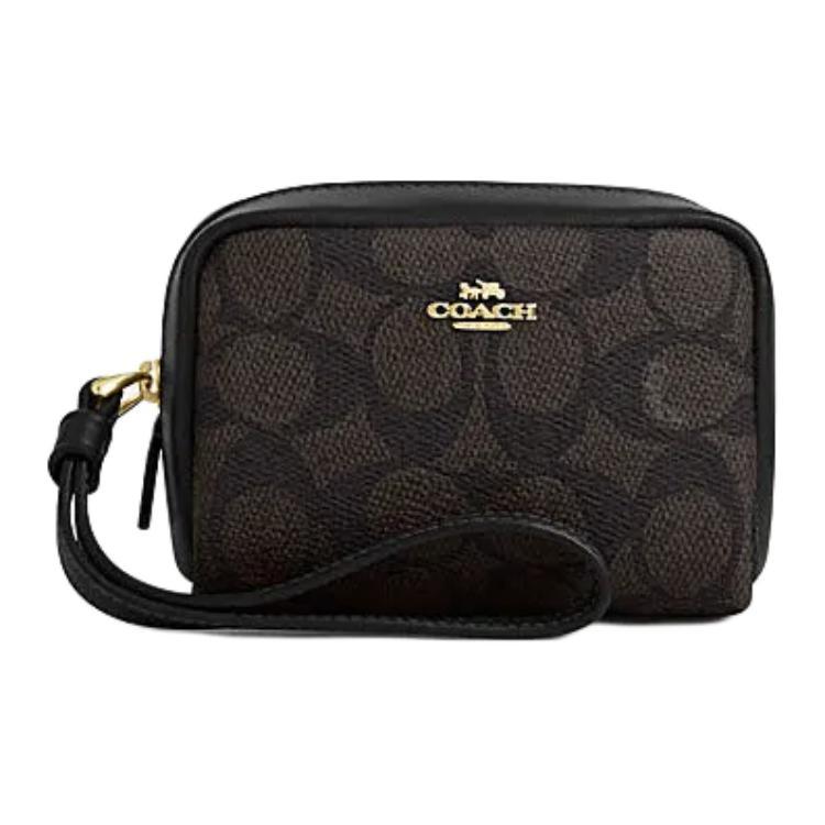 Coach Coach Belt Artificial Leather With Recycled Leather Wrist Bags Clutches Women's Walnut Black