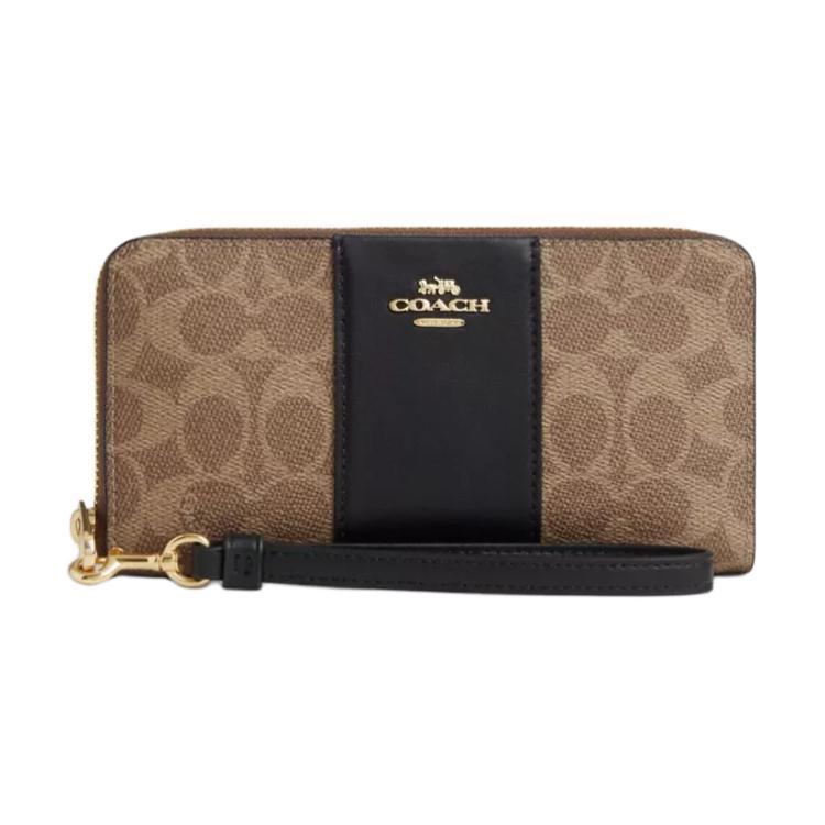 Coach Coach Coated Canvas Wallet Small Size Women's Tan & Black