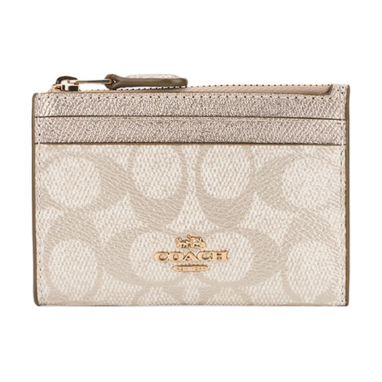 Coach Coach Artificial Leather Card Holder Mini Women's Champagne