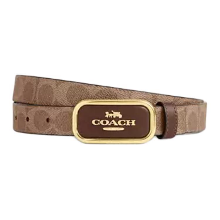 Coach Coach Calfskin Coated Canvas Leather Belts Unisex Brown Width 2.5CM