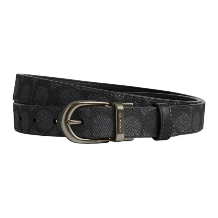 Coach Coach Coated Canvas Leather Belts Unisex Black 2.5CM