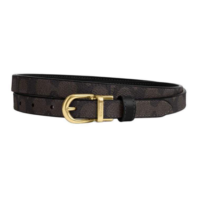 Coach Coach Calfskin Leather Belts Unisex Walnut Width 1.8cm