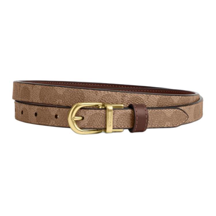 Coach Coach Calfskin Leather Belts Women's Brown Width 1.8cm