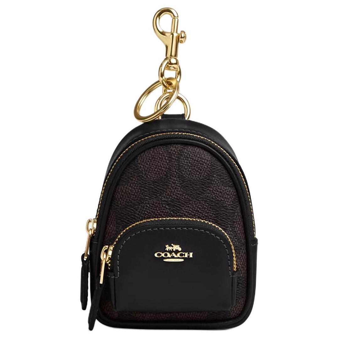 Coach Coach Court Coated Canvas Charm Bag Accessory Mini Unisex Black