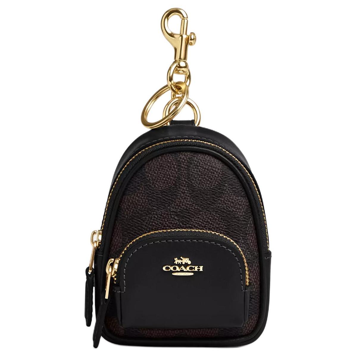 Coach Coach Court Coated Canvas Charm Bag Accessory Mini Unisex Black
