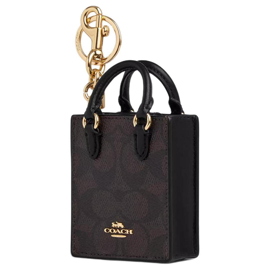 Coach Coach Coated Canvas Earphone Case Mini Women's Black