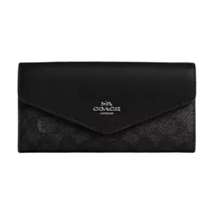 Coach Coach Coated Canvas Wallet Small Size Women's Charcoal Gray