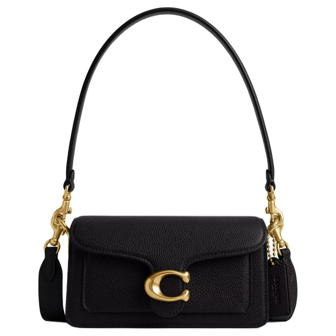 Coach Coach Tabby Polished Pebbled Leather Portable Crossbody Bag Shoulder Bag Small Size Women's Black