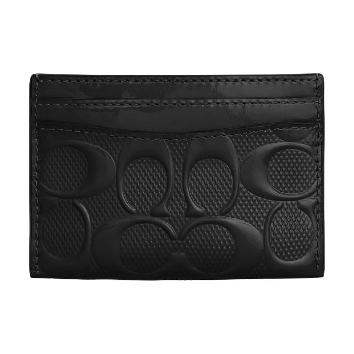 Coach Coach Card Case Patent Leather Card Holder Mini Women's Black