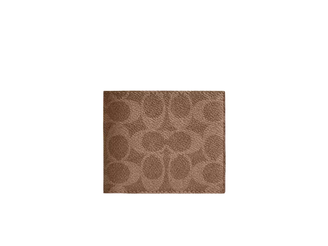 Coach Coach Id Billfold Wallet In Signature Canvas Tan