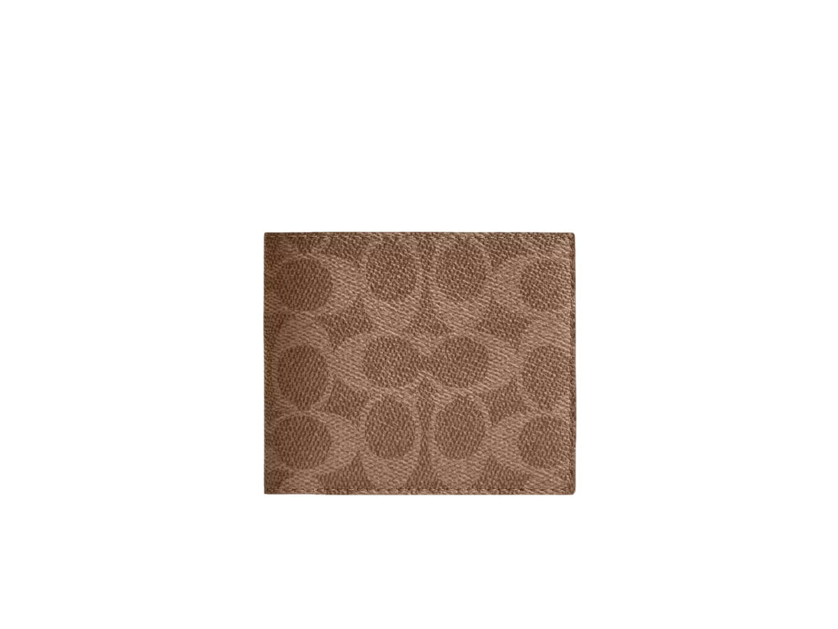 Coach Coach Id Billfold Wallet In Signature Canvas Tan