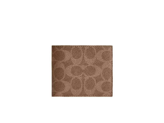 Coach Coach Id Billfold Wallet In Signature Canvas Tan - view 1