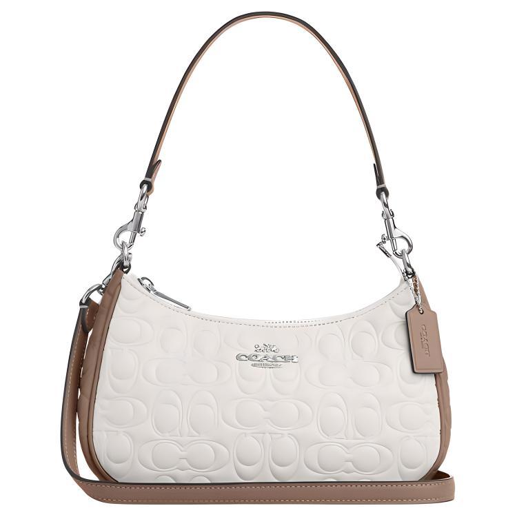 Coach Coach Teri Leather Crossbody Bag, Shoulder Bag Medium Size Women's White