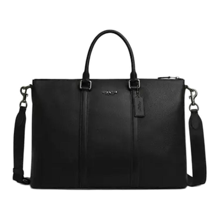 Coach Coach Pebbled Leather Briefcase Large Size Men's Black