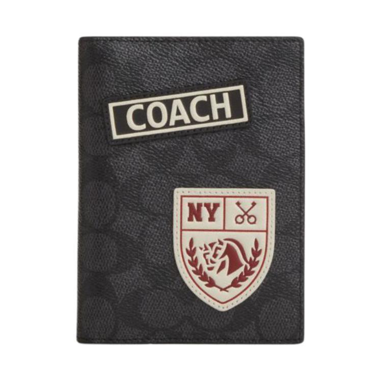Coach Coach Canvas Card Holder Unisex Charcoal
