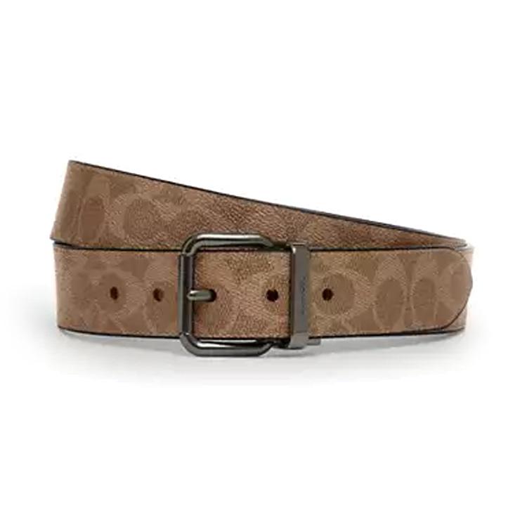Coach Coach Canvas Leather Belts Unisex Brown Width: 3.8CM