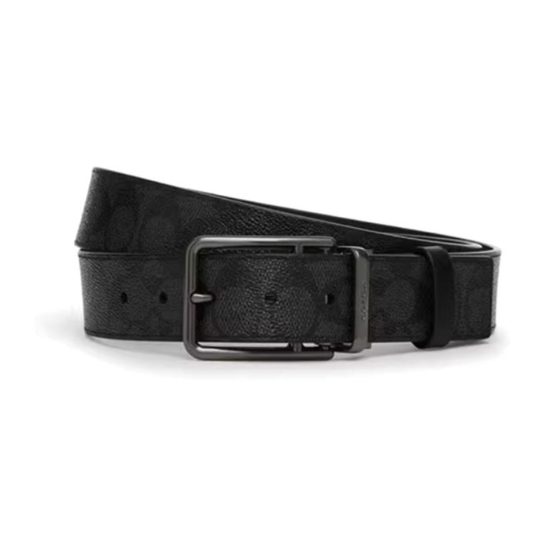 Coach Coach Artificial Leather Cow Leather Belts Men's Black Width: 3.8CM