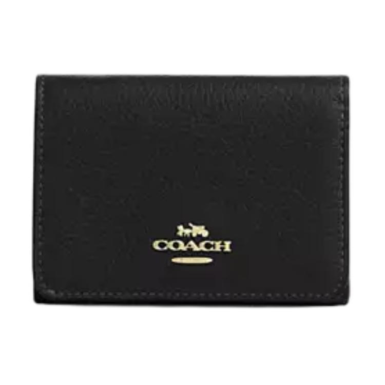 Coach Coach SignatureCanvas Leather Card Holder, Wallet Mini Women's Black