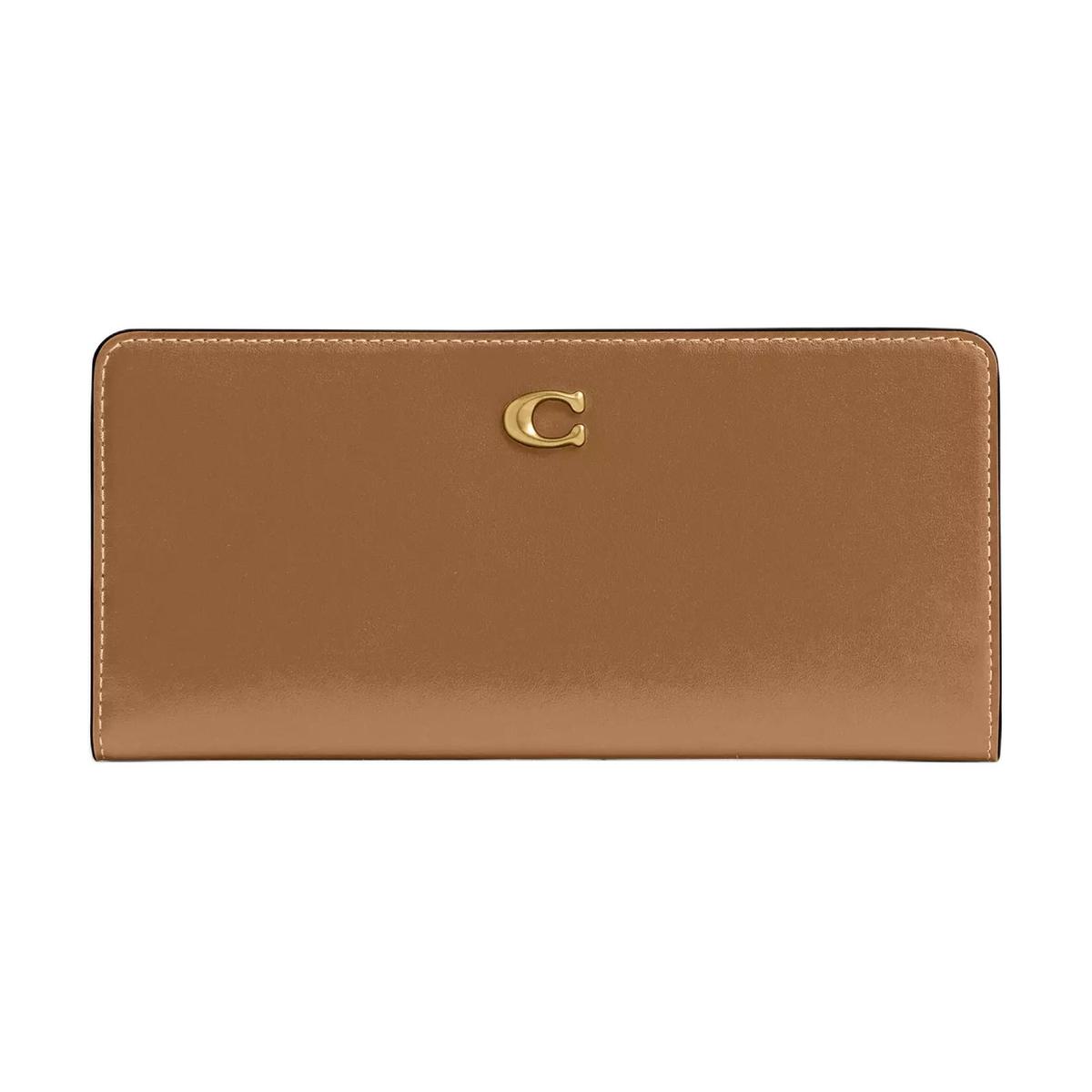 Coach Coach Calfskin Wallet Small Size Women's Honey Brown