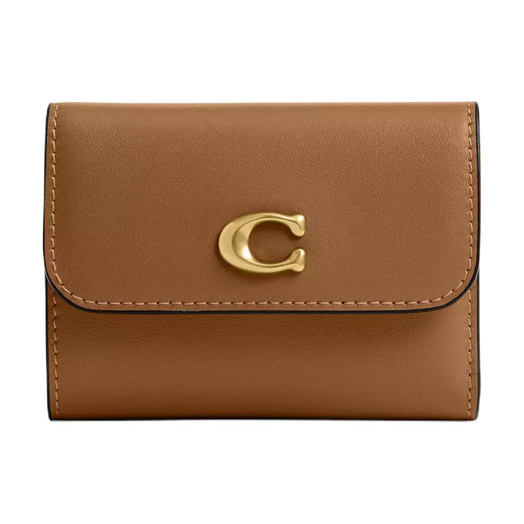 Coach Coach Calfskin Wallet Mini Women's Honey Brown