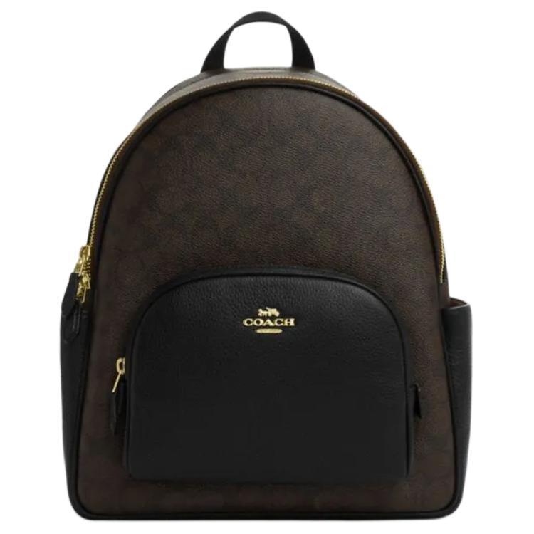 Coach Coach Court Cow Leather Backpack Large Size Women's Walnut Black