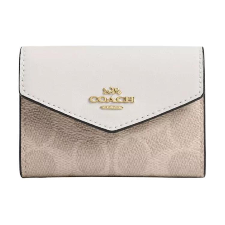 Coach Coach Flap Card Case Coated Canvas Card Holder Mini Women's Chalk White