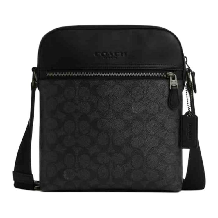 Coach Coach PVC Crossbody Bag Shoulder Bag Small Size Men's Black Gray Color