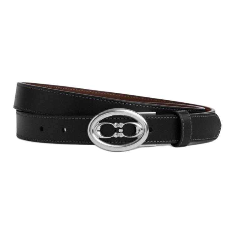 Coach Coach Calfskin Leather Belts Unisex Black Width 1CM