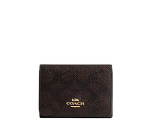 Buy Coach Signature Coated Canvas Wallet Mini Women's Walnut & Tan at Sasom – Authentic and Ready to Ship