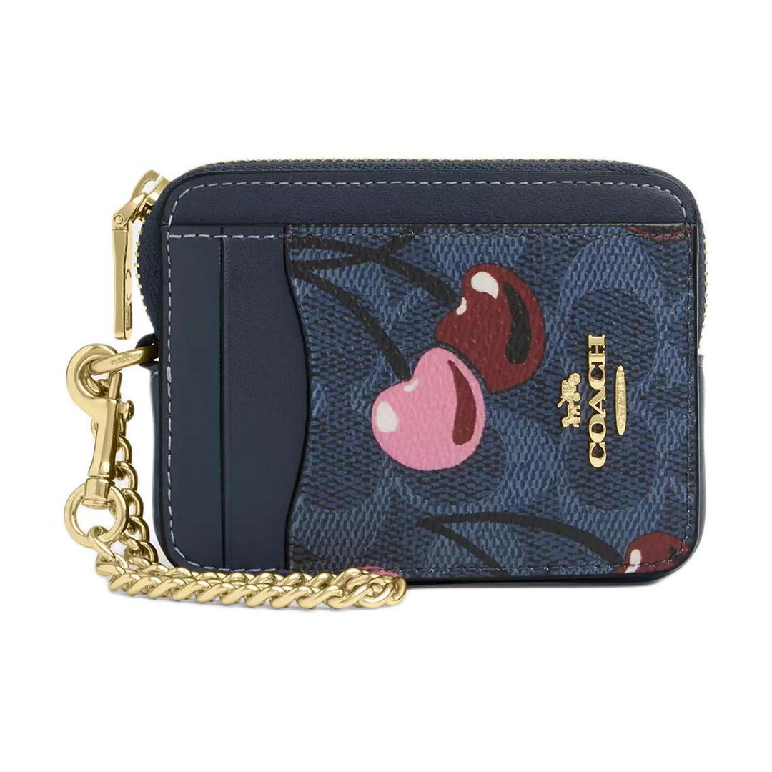 Coach Coach Canvas Card Holder Mini Women's Blue