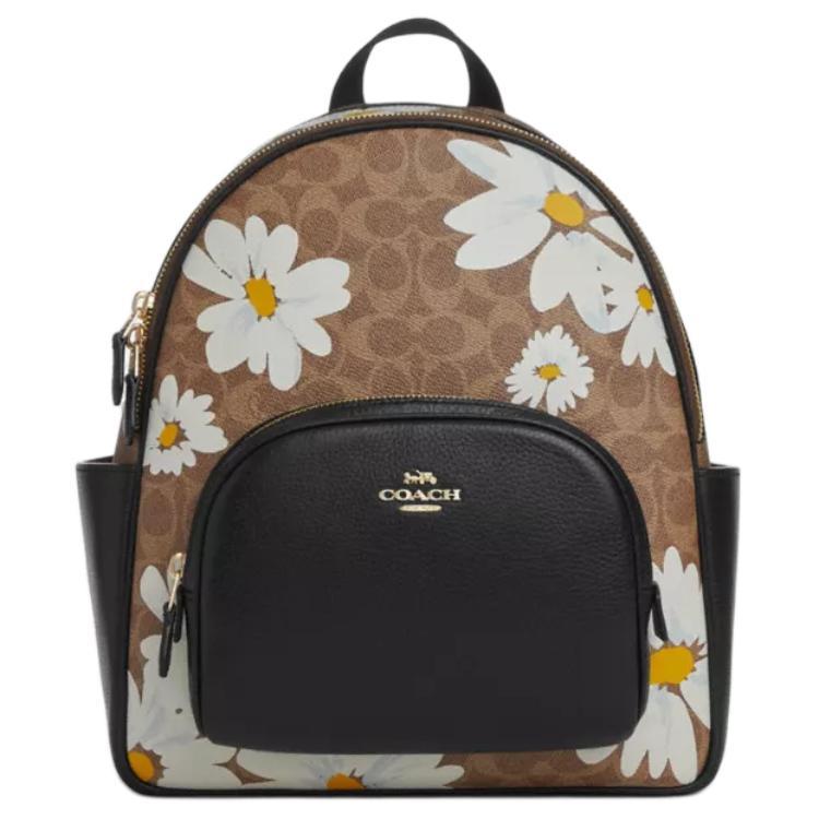 Coach Coach Court Canvas Backpack Large Size Women's Gold & Brown Umber