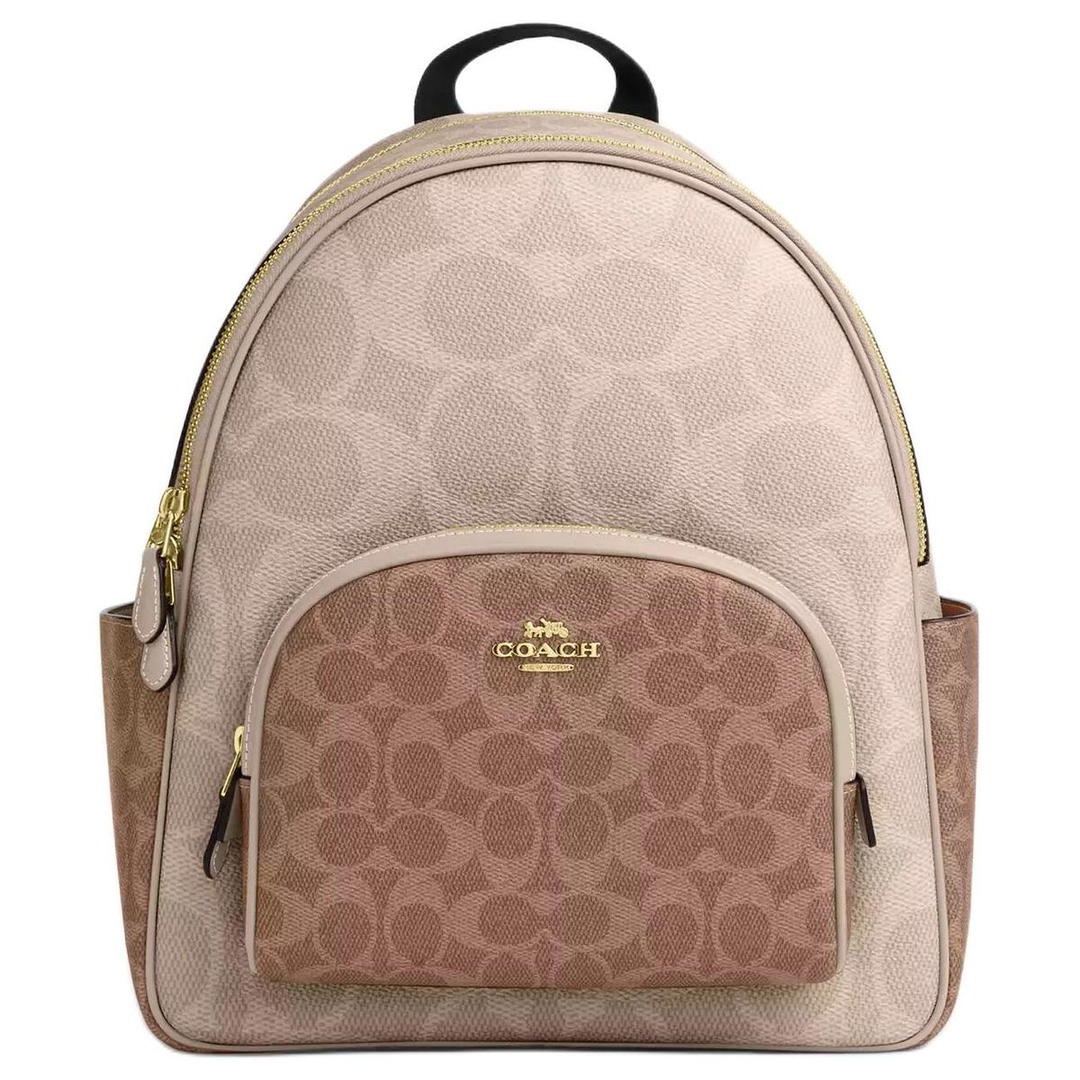 Coach Coach Signature Coated Canvas Backpack Large Size Women's Sand & Brown Umber