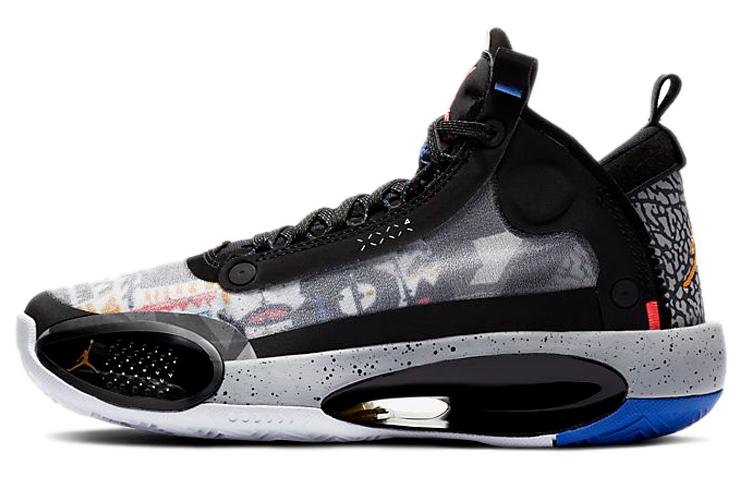 Jordan Jordan Air Jordan 34 Low EP Durable Breathable Mid Top Basketball Shoes Black White Teenagers