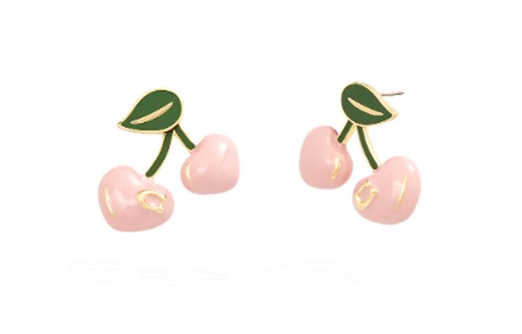 Coach Coach Brass Stud Earrings Women's Pink