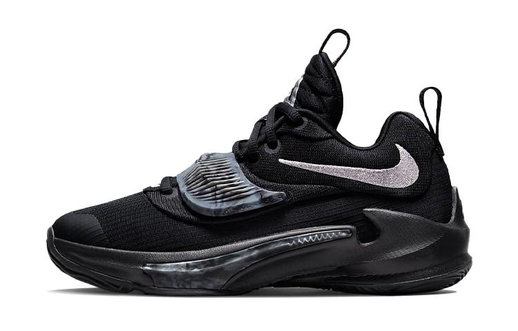 Nike Nike Zoom Freak 3 Slip Resistant Cushioning Wear Resistant Rebound Low Top Children's Basketball Shoes Black Teenagers