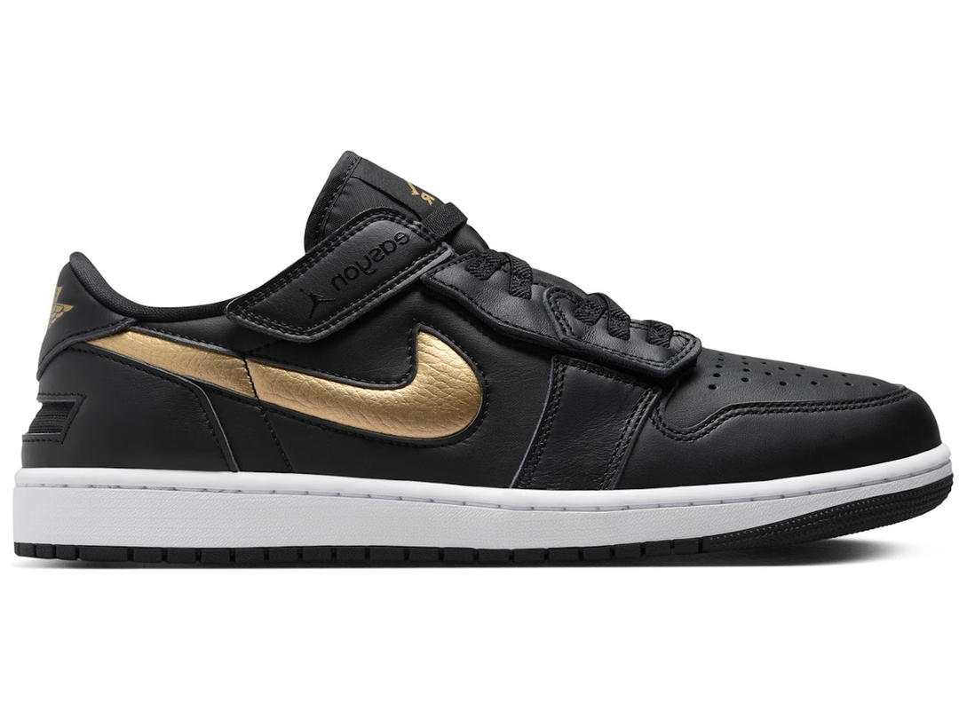 Jordan Jordan 1 Low FlyEase Black White Metallic Gold