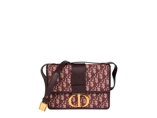 Dior Dior Burgundy Oblique Jacquard & Burgundy Leather 30 Montaigne Bag In Gold Hardware With Red - view 1